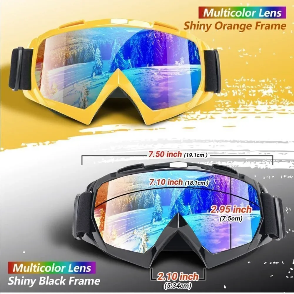 Black and Orange Ski Goggles Unisex 2 pairs